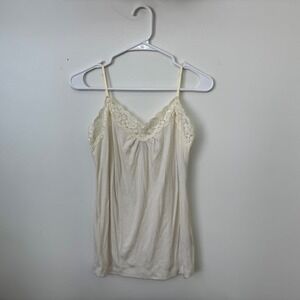 Worthington Lace Trim Cami Tank Top Cream Women's Size Large NWT Y2K